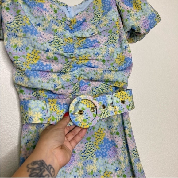 💕PALOMA BLUE💕 Evie Gathered Floral-Print Crepe Midi Dress - Picture 4 of 8